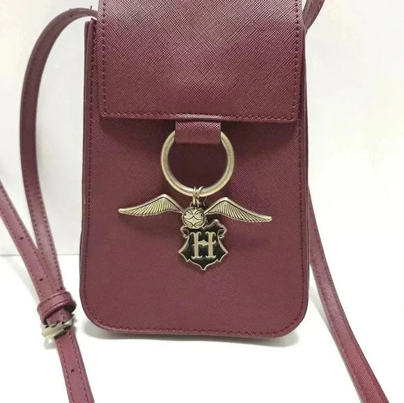 Bioworld Harry Potter Golden Snitch Charm Maroon Crossbody Bag Purse - Picture 2 of 8